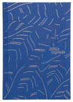 Livro - Bíblia Slim NVI, Letra Grande, Couro-soft azul sobre capa dura, Abstrata