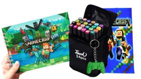 Livro Bob Goods Minecraft + 24 Canetinhas E Acessórios