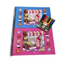 Livro Bobbie Goods de Colorir Criança Presente Azul Rosa A5