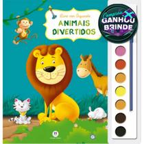 Livro Brincando com Aquarela Animais Divertidos Crianças Filhos Infantil Ciranda História Brincar Pintar Colorir