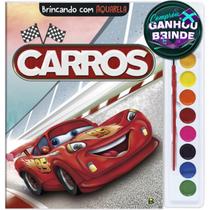Livro Brincando com Aquarela: Carros Crianças Filhos Infantil Desenho História Brasileitura Pintar Colorir Passatempos