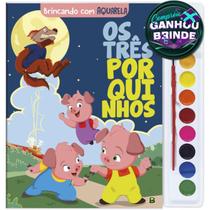 Livro Brincando com Aquarela: Os Três Porquinhos Crianças Filhos Infantil Brasileitura História Brincar Pintar Colorir - Igreja Cristã Amigo Evangélico