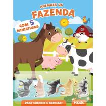 Livro Brinquedo Ilustrado Animais da Fazenda C/5 Miniatu