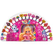 Livro Brinquedo Ilustrado KIT Divertido Princesas com 20 Lápis de COR e 20 Borrachas