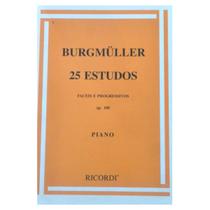 LIVRO BURGMULLER 25 ESTUDOS FÁCEIS E PROGRESSIVOS Op. 100 - RICORDI