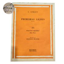Livro c. gurlitt primeiras lições op.117 34 pequenas melodias para piano rev. francisco mignone (estoque antigo)