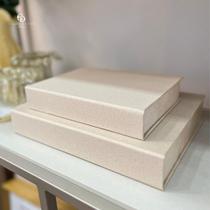 Livro Caixa Book Box Tecido Capuccino Pequeno 25x18x4cm