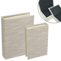 Livro Caixa Decorativo Home&Co Bege Claro Sintético Kit 2pçs Versáteis