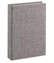 Livro caixa mdf revestido tecido linho cinza