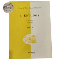 Livro camargo guarnieri 5 estudos 2 vol. de 6 a 10 piano ricordi (estoque antigo)