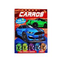 Livro - Carros - Colorir e Brincar com 5 Miniaturas