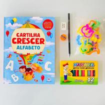 Livro Cartilha Alfabeto Infantil + Lápis Escrever Massinha