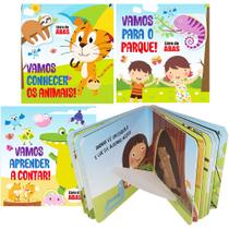 Livro Cartonado de Abas Para Bebês 0:3 Anos Coleção Vamos Aprender em 4 Volumes