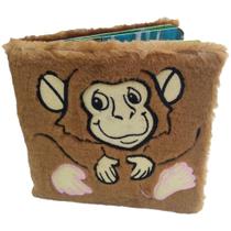 Livro Cartonado Para Bebê Animais do Zoo Macaco Capa Pelúcia