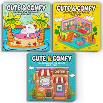 Livro - Coleção Cute & Comfy Coloring Book for Adults Special - Bold Easy - Kit com 3 Livros de Colorir Adulto