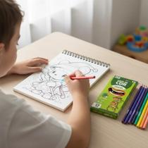 Livro Colorir 300 Desenhos + Lapis De Cor 12 Cores