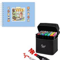 Livro Colorir Bobbie Goods Capa Dura 50 Páginas + 48 Canetinhas Ponta Dupla Cor Azul