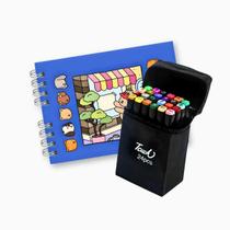 Livro Colorir Bobbie Goods Original Kit 24 cores Canetas Desenho Imaginação Didatico Caderno Presente