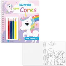 Livro colorir diversao com cores unicornios c/ 4 lapis de cor Livro colorir diversao com cores unicornios c/ 4 lapis de cor