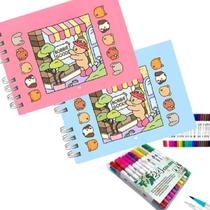 Livro Colorir Infantil Bobbie Goods Capa Dura Canetinhas Touch 24/48/60/80/120 Cores