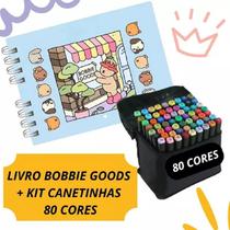 Livro Colorir Infantil Bobbie Goods Capa Dura Canetinhas Touch 24/48/60/80/120 Cores