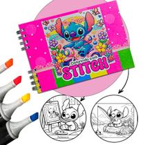 Livro Colorir Stitch Infantil 50 Folhas Desenhos Pintar Capa Dura Cor Rosa