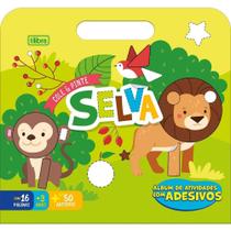 Livro com Adesivos Cole e Pinte Selva 16 Páginas Maleta Pacote com 5 Livro com Adesivos Cole e Pinte Selva 16 Páginas Maleta Pacote com 5