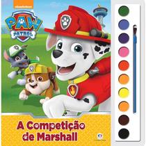 Livro Com Aquarela Patrulha Canina - A Competição de Marshall Crianças Filhos Infantil Desenho Ciranda Brincar Pintar
