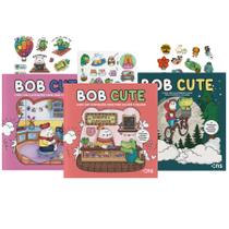 Livro - COMBO BOB CUTE - Kit com 3 Livros de colorir para todas as idades: acompanha adesivos e ilustrações originais fofas - papel 180gr