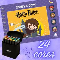 LIVRO Comfy E Cozy Harry Potter Para Colorir com 24 Canetas Touch Ponta Dupla explore sua criatividade ao máximo LIVRO Comfy E Cozy Harry Potter Para Colorir com 24 Canetas Touch Ponta Dupla explore sua criatividade ao máximo