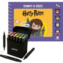 LIVRO Comfy E Cozy Harry Potter Para Colorir com 24 Canetas Touch Ponta Dupla explore sua criatividade ao máximo