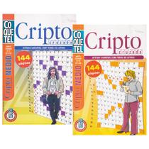 Livro Coquetel Cripto Cruzada Passatempo Saúdável Kit 2 Volumes 144 Pgs