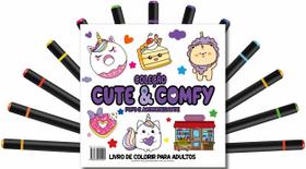 Livro - Cute & Comfy Coloring Book for Adults - Fofo e Aconchegante - Livro de Colorir Adulto