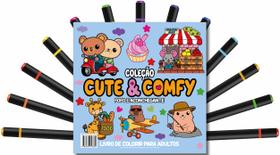 Livro - Cute & Comfy Coloring Book for Adults - Fofo e Aconchegante - Livro de Colorir Adulto
