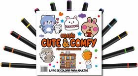 Livro - Cute & Comfy Coloring Book for Adults - Fofo e Aconchegante - Livro de Colorir Adulto