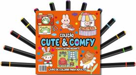 Livro - Cute & Comfy Coloring Book for Adults - Fofo e Aconchegante - Livro de Colorir Adulto
