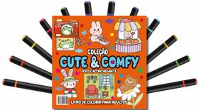 Livro - Cute & Comfy Coloring Book for Adults - Fofo e Aconchegante - Livro de Colorir Adulto