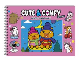 Livro - Cute & Comfy Série BIG - Bichinhos e Coisas Fofas - Livro de Colorir Adulto - Capa Dura Holográfica