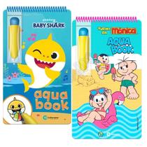 Livro da Turma da Mônica e Baby Shark Com Atividades Água