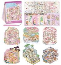 Livro de adesivos com 6 conjuntos de adesivos caseiros 3D DIY para crianças e adultos Livro de adesivos com 6 conjuntos de adesivos caseiros 3D DIY para crianças e adultos