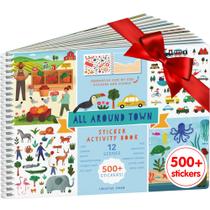 Livro de adesivos Cupkin All Around Town com mais de 500 adesivos de 2 a 4 anos Livro de adesivos Cupkin All Around Town com mais de 500 adesivos de 2 a 4 anos