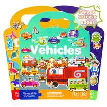 Livro de adesivos KIDS KING, impermeável, reutilizável, pacote com 3, 2 a 6 anos Livro de adesivos KIDS KING, impermeável, reutilizável, pacote com 3, 2 a 6 anos
