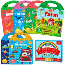 Livro de adesivos reutilizável iGetooy para crianças de 2 a 4 anos com 243 adesivos Livro de adesivos reutilizável iGetooy para crianças de 2 a 4 anos com 243 adesivos