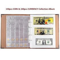 Livro De Armazenamento De Moedas De Couro PU Com 150 Bolsos Para Moedas E 240 Bolsos Para Moedas De