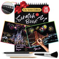 Livro de Arte Scratch para Adultos - Série Colorful City - Pintura em Alumínio Livro de Arte Scratch para Adultos - Série Colorful City - Pintura em Alumínio