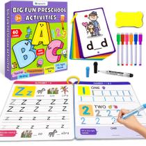 Livro de atividades de aprendizagem pré-escolar HOQEEWIPE para crianças de 3 a 6 anos