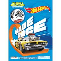Livro de atividades e colorir Bendon Hot Wheels 59068 com tatuagens
