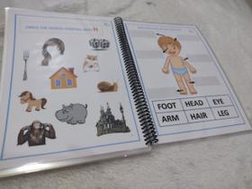 Livro De Atividades Em Inglês Para Crianças Plastificado 28 Páginas Cores Animais Vestuários Aprender Brincando - T&D JOGOS EDUCATIVOS