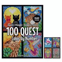 Livro de colorir 100 QUEST Color by Number para adulto com papel de 250 g