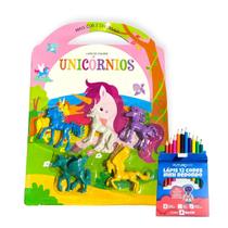 Livro De Colorir + 5 mini Unicórnios Mais Cor E Diversão Livro De Colorir + 5 mini Unicórnios Mais Cor E Diversão